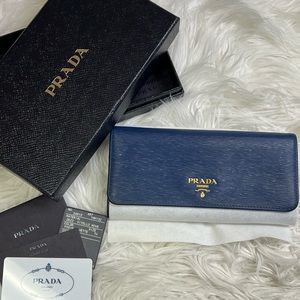 EUC Prada Blue Vitelli Move Wallet